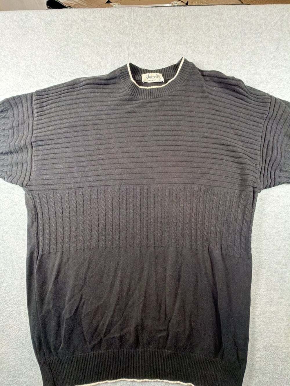 Marcello Vintage Made in Italy Men's Short Sleeve Textured Knit Crewneck Sweater